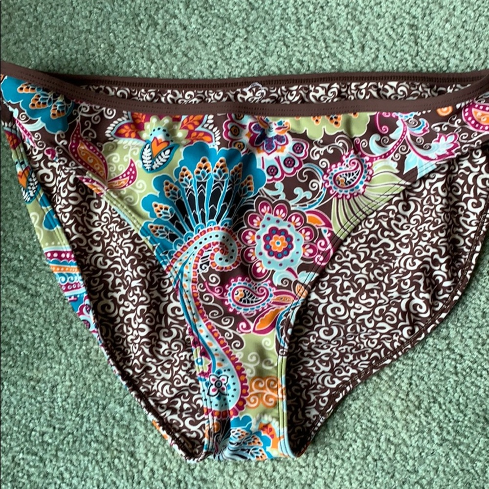 Athleta reversible swim bottoms Large brown/multi
